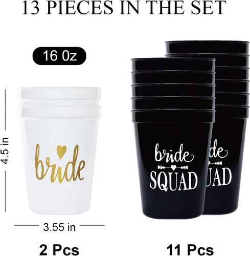 Vista 2 de PartyGifts&beyond Vasos de plástico para despedida de soltera, paquete de 13 tazas de plástico para dama de honor, despedida de soltera, decoración