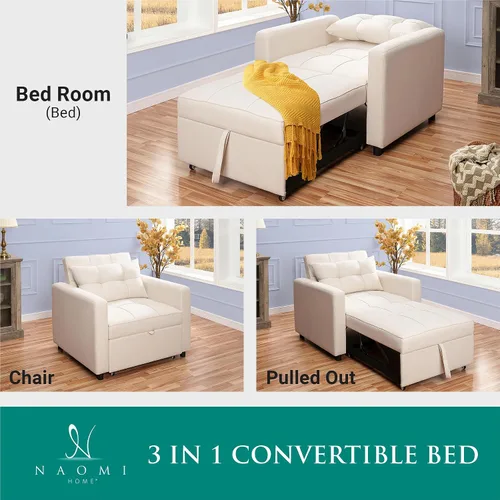 Vista 7 de Naomi Home Silla cama 3 en 1 – Silla convertible cama – Silla convertible, sofá convertible multiposición para espacios pequeños, sofá convertible