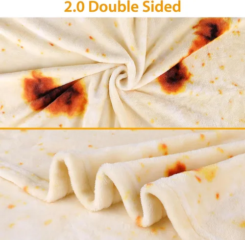 Vista 3 de LetsFunny Manta de Lanzar de Tortilla de Burrito para Sofá, Mantas de Envolver de Tortilla de Taco de Burrito de Doble Cara, Mantas Redondas