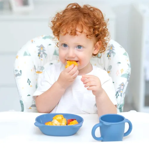 Vista 5 de BLUE GINKGO Cuencos de silicona para niños, lindos cuencos de silicona para bebés/platos de silicona para niños pequeños y niños, aptos