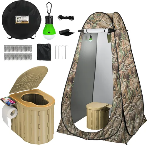 Vista 11 de Portable Camping Toilet with Pop-Up Privacy Tent, 12-inch Toilet Seat, Outdoor Portable Folding Toilet Potty for Adults Load Capacity of 400 Lbs