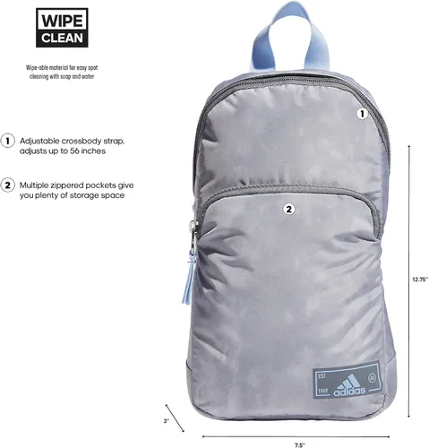 Vista 2 de adidas Essentials - Bolso cruzado pequeño para mujeres y hombres (5L), Stone Wash GrisBlue Dawn2.0, Tamaño único, Essentials Crossbody - Bolso