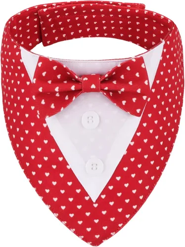 Vista 16 de ADOGGYGO Bandana de esmoquin para perro de cumpleaños, collar azul con corbatín, disfraz formal ajustable de cumpleaños para perros extra pequeños