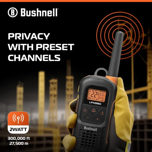 Vista 3 de Bushnell LPX650 Walkie Talkie Radio – Calidad fiable, diseño flotante resistente, 2 W de potencia para 42 millas de alcance, radios bidireccionales