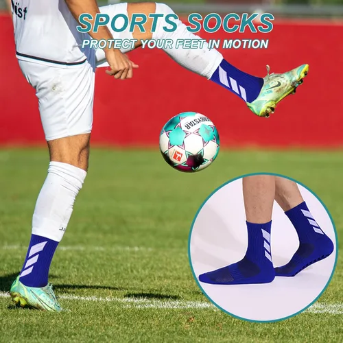 Vista 5 de MENDENG Calcetines de agarre de fútbol para hombre, antideslizantes, antideslizantes, antideslizantes, para hospital, yoga, entrenamiento, deportes