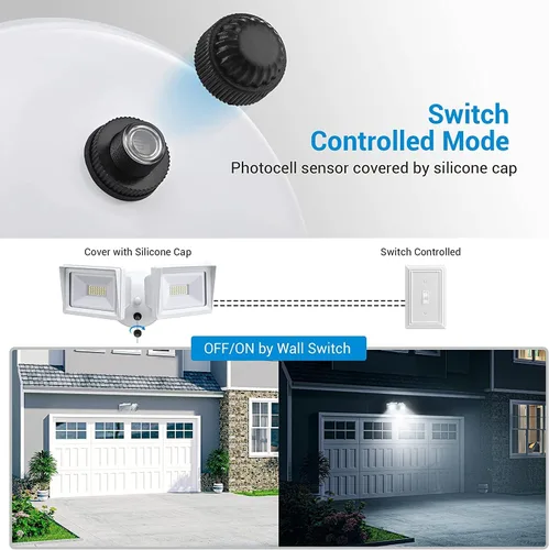 Vista 4 de DEWENWILS Luz de inundación LED de 5400LM del anochecer al amanecer al aire libre, 62W 5000K luz de seguridad LED con fotocélula IP65, impermeable