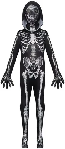 Vista 2 de Traje Zentai con capucha de esqueleto de Halloween, disfraz de cuerpo completo de elastano para fiesta de cosplay