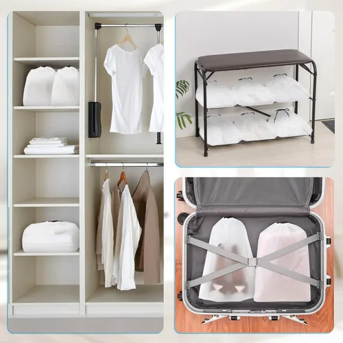 Vista 7 de Paquete de 18 bolsas de zapatos para viajes, 11.8 x 15.7 pulgadas, bolsas de viaje para zapatos para empacar, bolsa de viaje para zapatos, bolsas