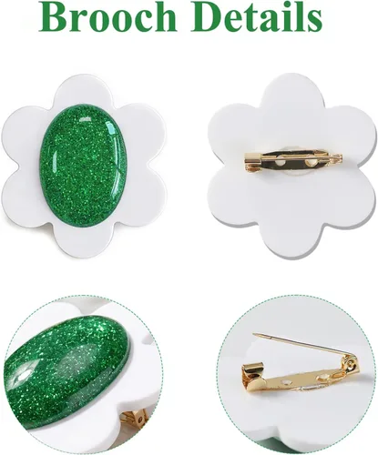 Vista 9 de Pendientes de flores verdes blancas con broche para mujer, disfraz