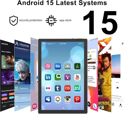 Vista 2 de Tablet Android 15 de 10 pulgadas con funda, 12 GB de RAM + 64 GB de ROM (expandible a 1 TB), tablet con procesador de cuatro núcleos, 5G WiFi 6