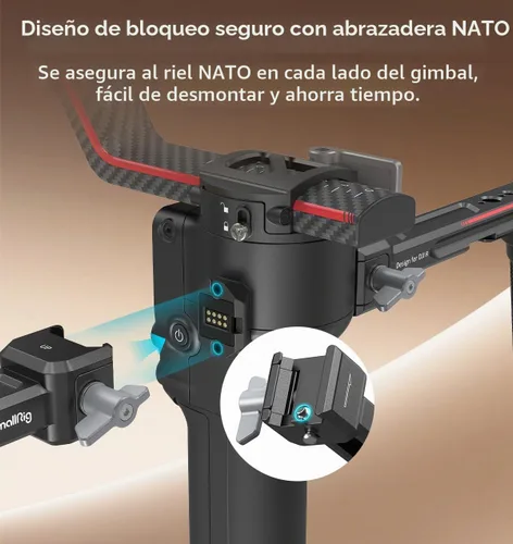 Vista 3 de SMALLRIG Mango Doble Empuñadura para Cardán DJI RS 4 /RS 4 Pro/RS 3 / RS 3 Pro/RS 2 / RSC 2, Empuñadura de Mango de Cardán con Rieles NATO, Zapata