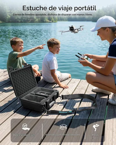 Vista 6 de Lekufee - Funda rígida impermeable para DJI Mini 5 Pro, Mini 4/3, Lito X1