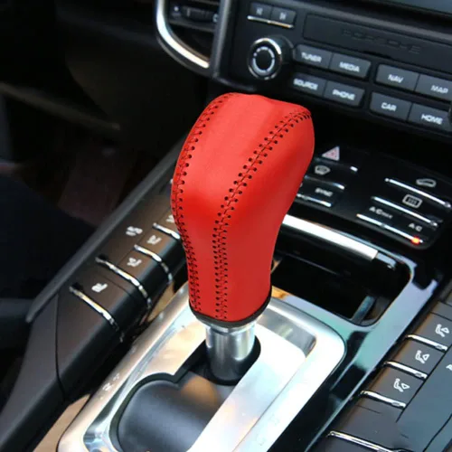 Vista 8 de XITER Funda de cuero para palanca de cambios automática, protector de palanca de cambios para Porsche Cayenne 2011 2012 2013 2014 2015 2016 2017