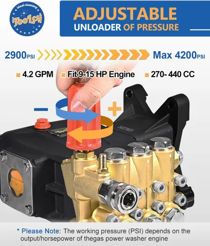 Vista 2 de TOOLCY Bomba de lavado a presión de eje de 1" 4200 PSI con descargador