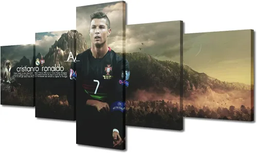 Vista 11 de TUMOVO Lienzo decorativo para pared, cuadro de Cristiano Ronaldo, cuadros de club de fútbol, impresiones en lienzo, póster de arte de pared, arte