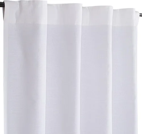 Vista 12 de Cortinas de algodón blanco, cortina de pato de algodón con pestaña trasera, 50 x 72 pulgadas, panel de decoración de ventana de baño blanco