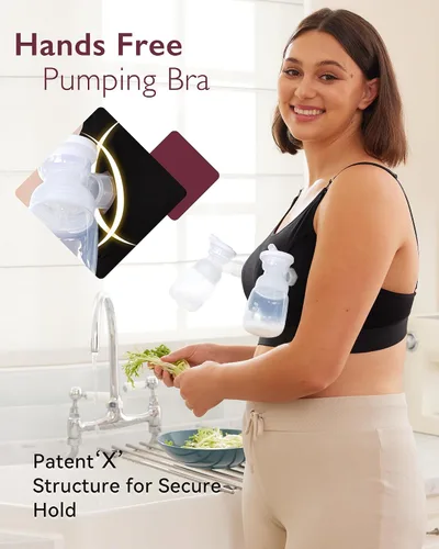 Vista 3 de Momcozy - Brasier para extracción de leche y lactancia, manos libres, ajustable, brasier todo en uno