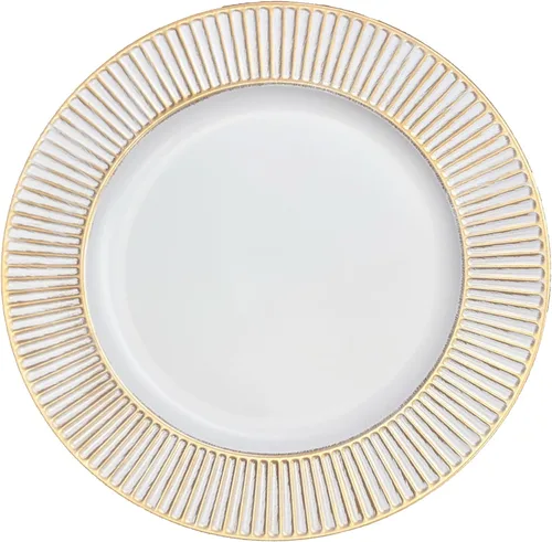 Vista 10 de Platos Base Blancos Antiguos de 13", Plato Base Redondo para Platos de Cena, Platos Base Estilo Granja, Platos Base Rústicos para Fiestas, Cenas