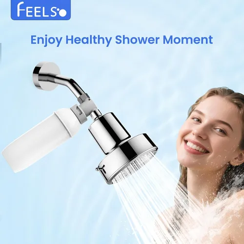 Vista 7 de FEELSO Filtro de ducha, cabezal de ducha universal de alto rendimiento mejorado para agua dura, elimina cloro, fluoruro, metales pesados