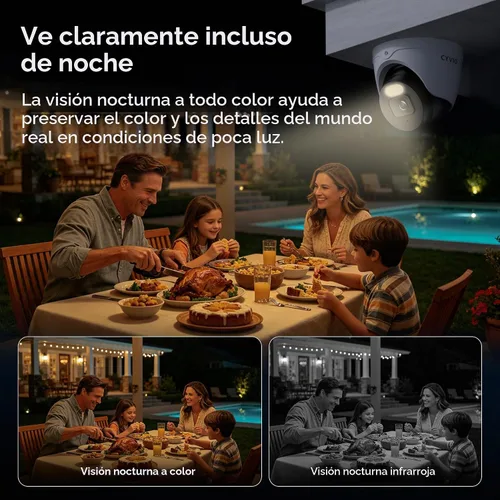 Vista 6 de Sistema de cámara de torreta PoE 4K, carcasa metálica, NVR HDD de 2 Blanco suave