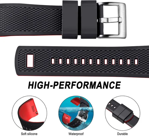 Vista 6 de Hemsut - Correas de reloj de silicona, 0.709in, 0.787in, 0.866in, correa de reloj de goma de liberación rápida para hombres y mujeres, reemplazo