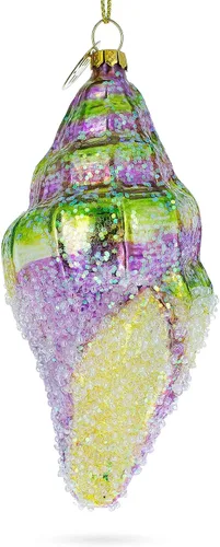 Vista 2 de Caracol de mar con cuentas de colores adorno de Navidad de vidrio soplado