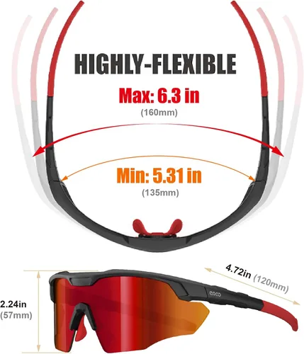 Vista 5 de Gafas de sol deportivas XL para hombres, béisbol, correr, ciclismo, voleibol, MTB, regalos de recreación al aire libre.