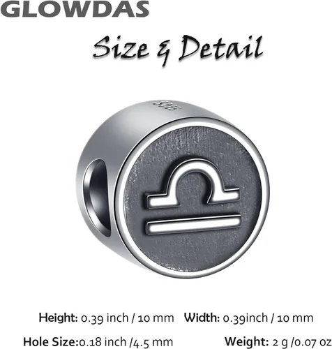 Vista 2 de Dijes de signo del zodiaco para pulsera de cumpleaños europea, plata de ley 925 antigua, 12 cuentas de constelación, regalos para familiares