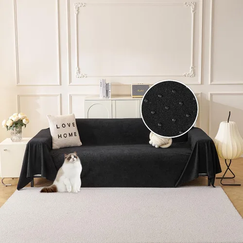 Vista 12 de MYSKY HOME Fundas negras para sofá reclinable, funda de sofá modular antideslizante para perro, fundas de sofá para sofá, protector de sofá