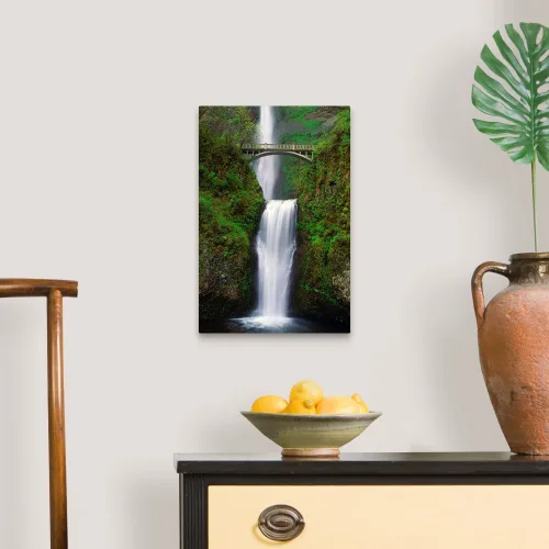 Vista 4 de Lienzo decorativo para pared, diseño de cascada de Multnomah Falls, Oregon, EE. UU
