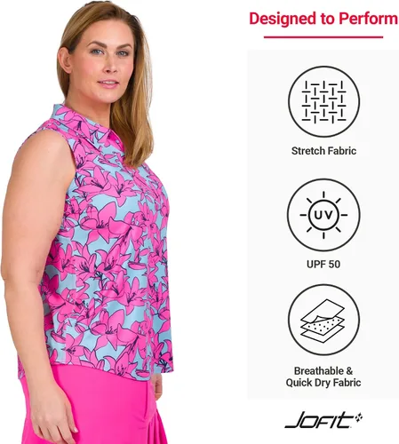 Vista 3 de Jofit Apparel - Polo sin mangas para mujer con estampado para golf y tenis