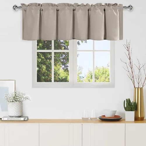 Vista 26 de DWCN Cortinas de Cenefa para Sala de Estar, Cocina, Baño/Sótano - Aqua Sólido, 1 Panel, 42 x 12 Pulgadas, Oscurecimiento de Habitación Solid Short