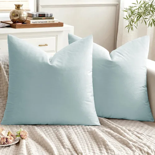 Vista 33 de EMEMA - Paquete de 2 fundas de almohada de terciopelo decorativas, fundas de cojín cuadradas suaves y sólidas para sofá, dormitorio, silla, Verde