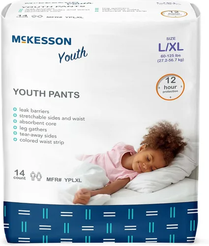 Vista 6 de McKesson Youth Training Pants, [17 unidades], Pañales desechables pull-up para toda la noche, talla pequeña/mediana, 38-65 lbs, protección