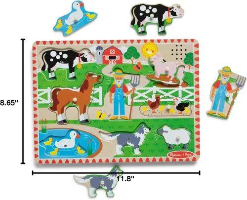 Vista 10 de Melissa & Doug - Rompecabezas con sonido (8 piezas), Granja de McDonald's, Multicolor