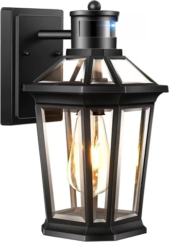 Vista 17 de VIANIS Luces exteriores grandes con sensor de movimiento negro, rango de detección ajustable, accesorios de iluminación exterior de aluminio