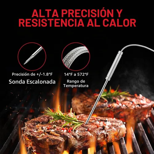 Vista 5 de Mando a distancia inalámbrico digital Thermopro TP20, cocción de alimentos, termómetro de carne, termómetro con sonda dual para barbacoa parrilla