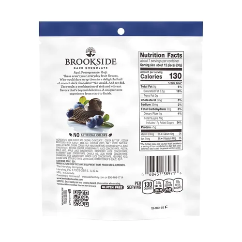 Vista 3 de BROOKSIDE Chocolate Oscuro, Chocolate para Picar con Sabor a Acai y Arándano en Bolsa, 7 oz