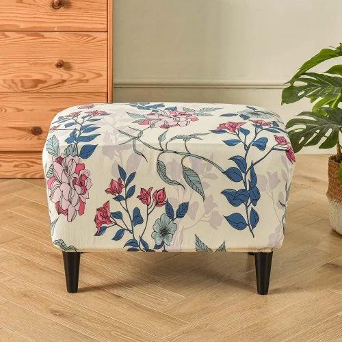 Vista 9 de Funda elástica otomana rectangular para taburete, funda de elastano estampada para reposapiés, protector antideslizante para reposapiés, con parte #1
