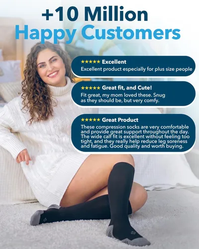 Vista 6 de Doctor's Select® Plus Size Compression Socks for Women Wide Calf - 3 Pairs