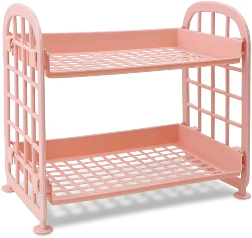 Vista 14 de organizador de escritorio para cosméticos y papelería, estante multifuncional de 2 niveles, organizador de maquillaje para cuidado de la piel