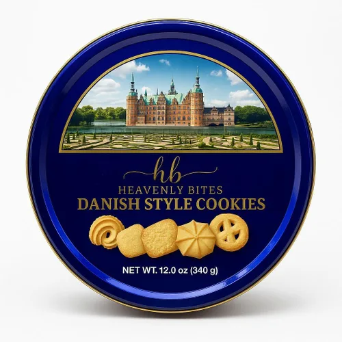 Vista 5 de Heavenly Bites Galletas de mantequilla estilo danés en lata de metal 24 onzas