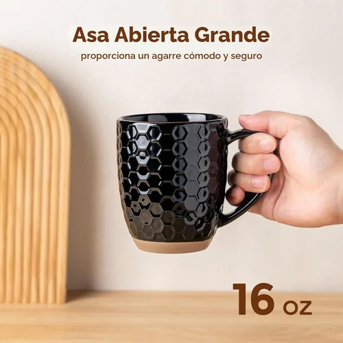 Vista 3 de GBhome - Juego de 4 tazas de café grandes hechas a mano de 16 onzas