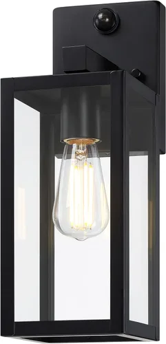 Vista 10 de GRUENLICH Faroles de pared grandes impermeables para exteriores, modernos apliques blancos para porche con pantalla de vidrio transparente, enchufe