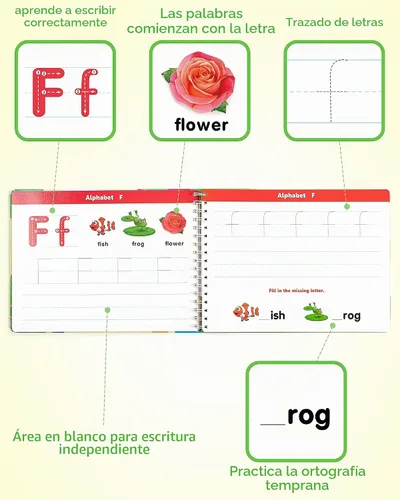 Vista 2 de Coogam Libro de ejercicios para aprender a escribir, Libro de práctica de números y letras, Alfabeto ABC Palabras de vista Escritura a mano Juguete