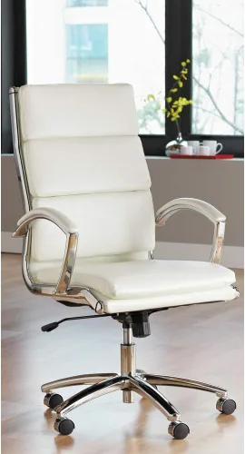 Vista 10 de Alera, Red Neratoli Series Highback silla giratoria/inclinable, cuero suave, marco cromado, respaldo alto Blanco