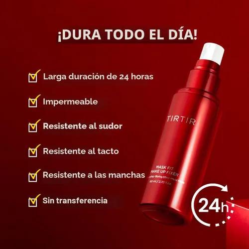 Vista 5 de TIRTIR Mask Fit - Fijador de maquillaje Spray fijador de maquillaje ligero no graso resistente a la transferencia 24H, 2.7 onzas líquidas
