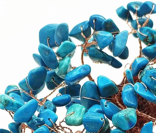 Vista 2 de Colorsheng Árbol de dinero de cristal de cuarzo de 7 pulgadas Bonsái Feng Shui Gema Decoración para riqueza y suerte (azul)
