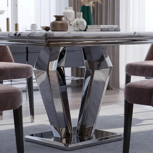 Vista 9 de ACEDÉCOR Mesa de comedor rectangular moderna de 78 pulgadas para 6-8, gris