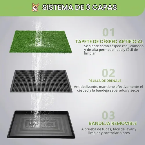 Vista 3 de Almohadilla de césped para perros con bandeja, 25 x 20 pulgadas